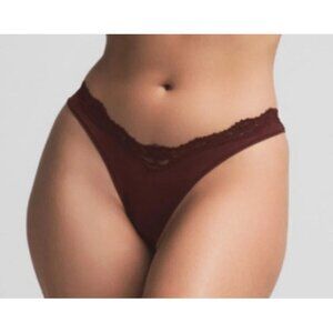 Skims Stretch Lace Dipped Thong. Color, Oxblood. Style PN-THG-2968. Size XL. NWT